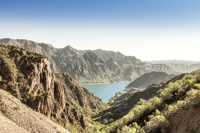 Los Reyunos dam, San Rafael, Mendoza，阿根廷。